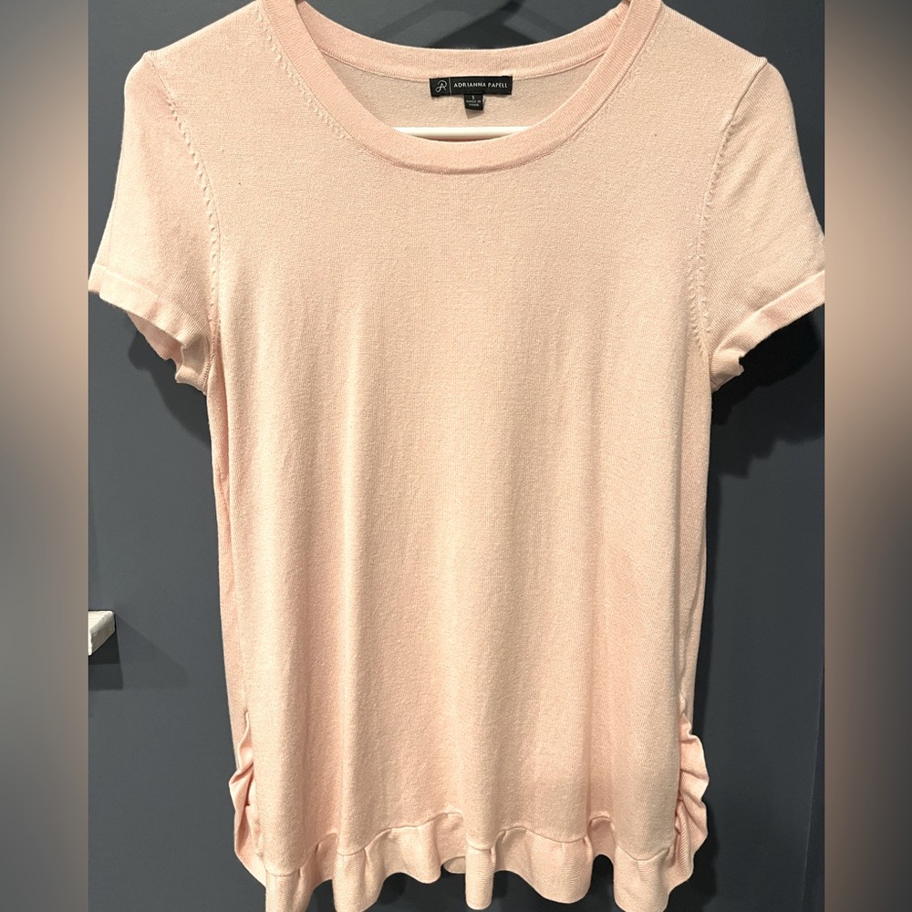 Adrianna Papell short sleeve pink sweater small